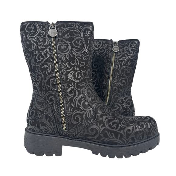 Alegria Chalet Mid Boots Rococo Womens 8-8.5 EU38 Black Leather Pattern Lined - Picture 5 of 11